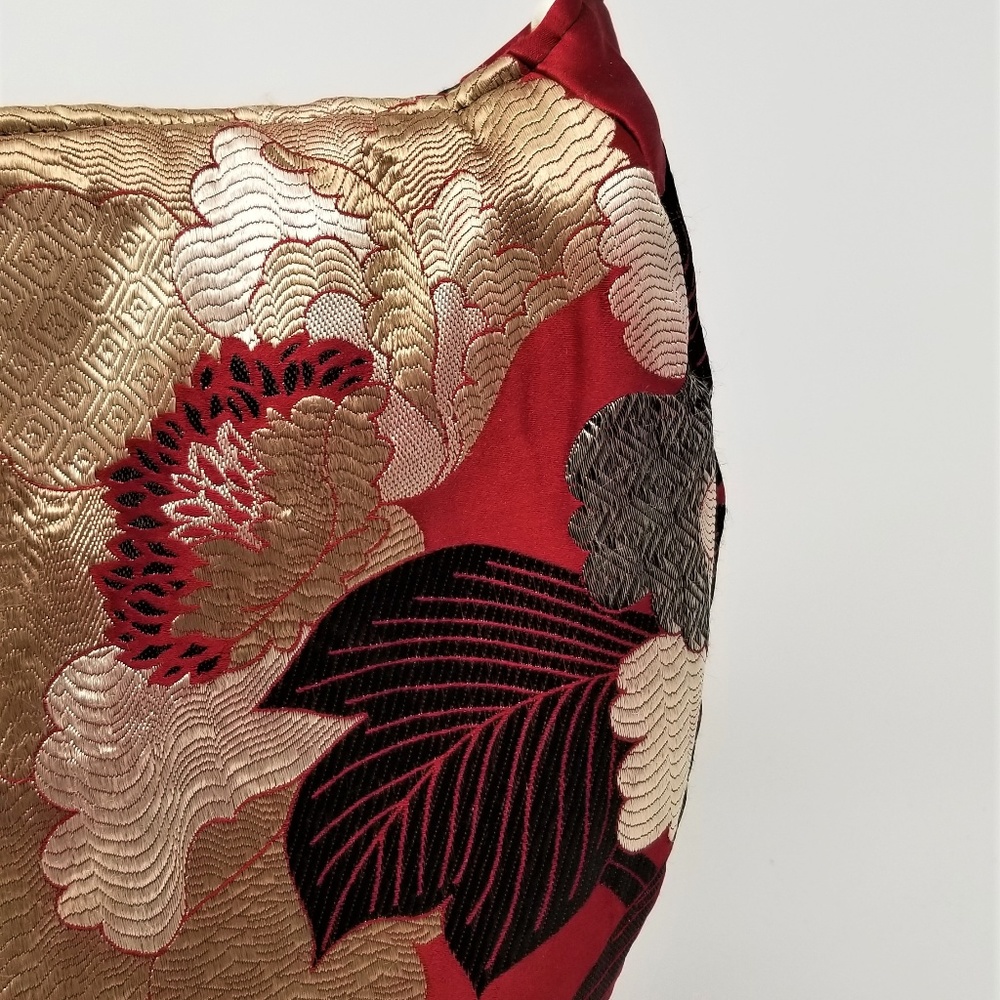 Elegant Red Satin Bag fabric Floral Pattern